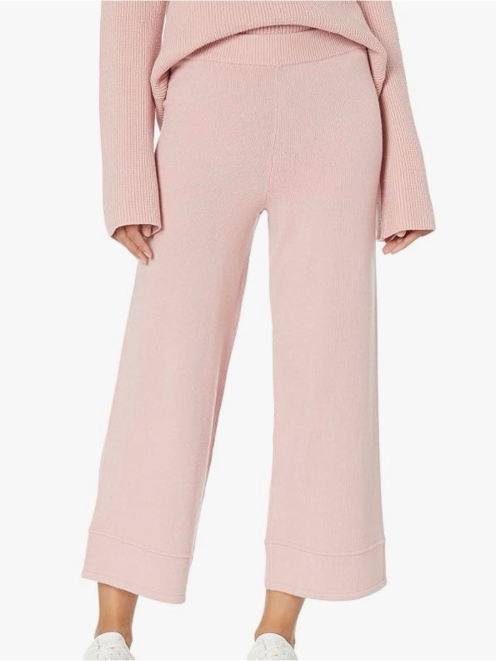 Relaxed Wide-Leg Knit Pants — Blush Pink